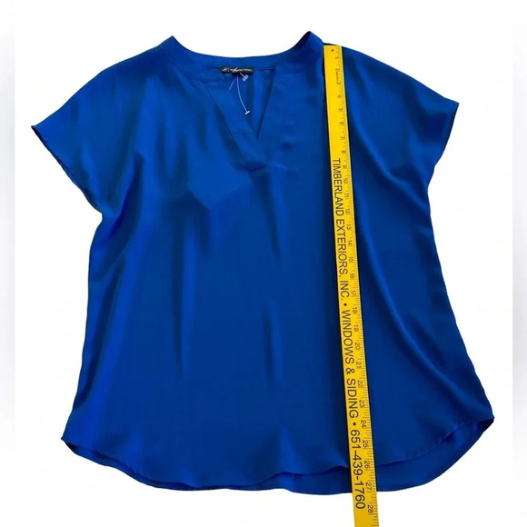 NWT Adrianna Papell Large Blouse Royal Blue Dolman Cap Sleeve V-Neck Tunic Top - Picture 9 of 10
